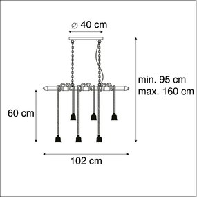 Lâmpada industrial suspensa preta 6 luzes - Plural Industrial,Country / Rústico