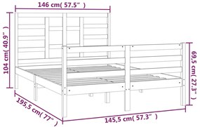 Estrutura de cama 140x190 cm madeira maciça branco