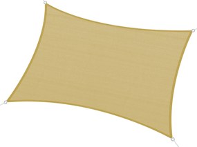 Outsunny Vela de Sombra Retangular 4x6 m Toldo Vela de HDPE com Anéis de Aço Inoxidável e Cordas para Jardim Pátio Bege