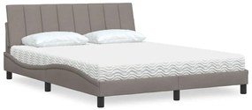 vidaXL Cama com colchão 160x200 cm tecido castanho-acinzentado