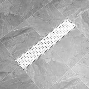 VidaXL Dreno de chuveiro com pontos 63x14 cm aço inoxidável