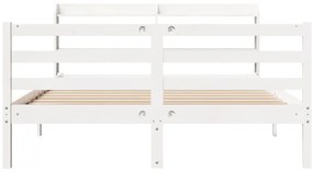 Estrutura cama c/ cabeceira 120x190 cm pinho maciço branco
