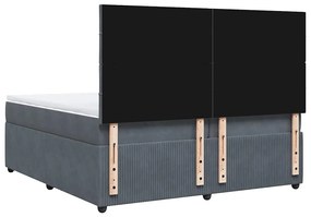 Cama com molas/colchão 200x200 cm veludo cinzento-escuro