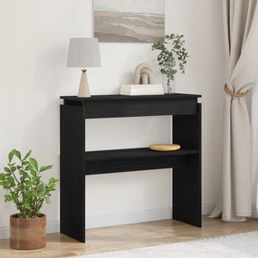 Mesa de Consola vidaXL Preta em Carvalho 80x30x80 cm em Madeira de Eng