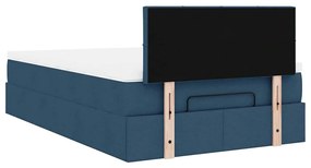 Estrutura de cama otomana com colchão 120x200 cm tecido azul