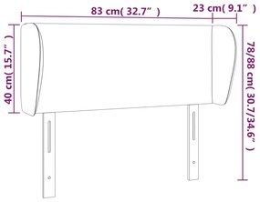 Cabeceira de cama c/ abas tecido 83x23x78/88 cm cinzento-escuro