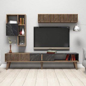 Móvel TV Milan – Nogueira e Preto – 180 x 40 x 35 cm