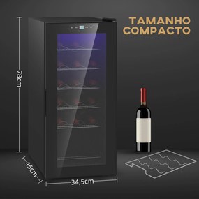 HOMCOM Cave de Vinho 18 Garrafas Cave de Vinho com Luz LED Ecrã Tátil