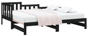 Estrutura sofá-cama de puxar 2x(90x190) cm pinho maciço preto