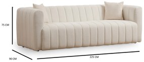 Sofá de 3 Lugares Royal – Creme – Comprimento: 225 cm, Largura: 90 cm,