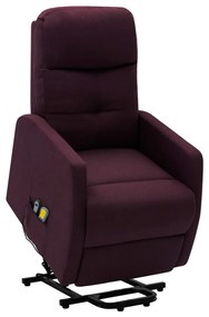 vidaXL Poltrona elevatória de massagens tecido roxo