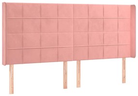 Cabeceira de cama c/ luzes LED veludo 203x16x118/128 cm rosa