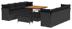 vidaXL Conjunto de Sofá de Jardim 11 pcs Preto vime PE