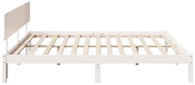 Estrado de Cama com Cabeceira Branca 180x200 cm em Madeira de Pinho