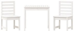 3 pcs conj. bistrô para jardim madeira de pinho maciça branco