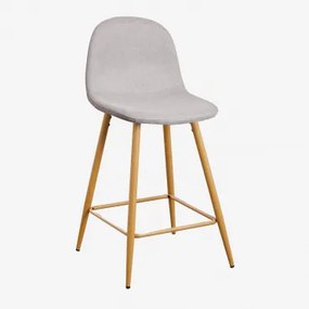 Pacote De 2 Bancos Altos Glamm Madeira Natural & ↑65 Cm & Cinza Concreto - Sklum