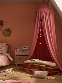 Cortina de dossel, em gaze de algodão, Eau de Rose rosa