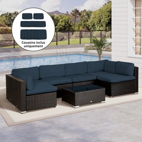 Conjunto de 14 capas de substituição para almofadas de mobiliário de jardim - 6 capas para almofadas de assento, 8 capas para almofadas de encosto azu