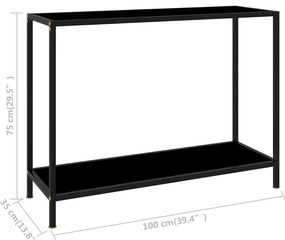 Mesa consola 100x35x75 cm vidro temperado preto