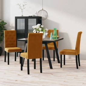 vidaXL Cadeiras de jantar 4 pcs veludo castanho