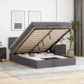 Cama otomana com colchões &amp; LEDs 140x200 cm couro artificial