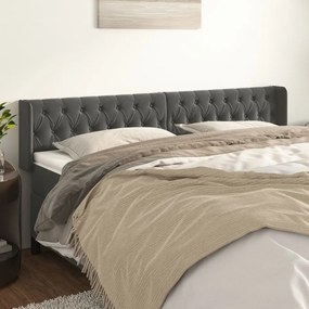 Cabeceira de cama c/ abas veludo 203x16x78/88cm cinzento-escuro