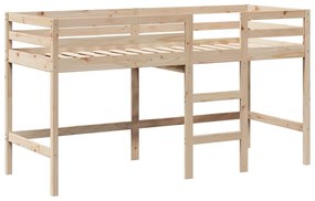 Cama alta c/ escada e telhado 90x190 cm pinho maciço