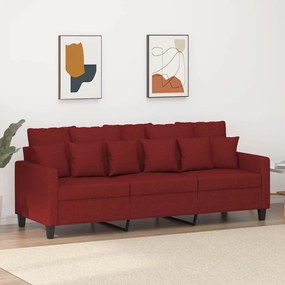 vidaXL Sofá de 3 lugares tecido 180 cm vermelho tinto