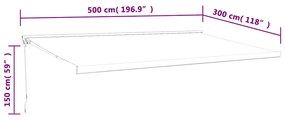 Toldo retrátil 5x3 m tecido e alumínio antracite