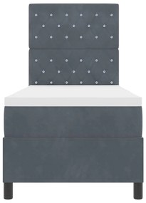 Cama Box Spring com Colchão &amp; LED Cinza Escuro 80x200 cm Veludo
