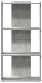 Estante 3 camadas betão 60x30x120cm madeira trabalhada cinzento