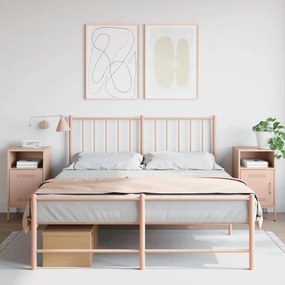 Mesas de cabeceira 2 pcs 36x39x68 cm aço rosa