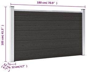 Painel de vedação WPC 180x105 cm preto