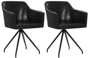 vidaXL Cadeiras de jantar giratórias 2 pcs couro artificial preto