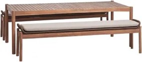 Conjunto De Mesa Retangular 180x90 Cm E 2 Bancos De Jardim Em Madeira De Acácia E Corda Trançada Karvia Castanho Acácia & Tecido Castanho Avelã -