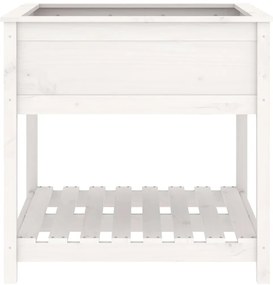 Vaso/floreira com prateleira 82,5x82,5x81cm pinho maciço branco