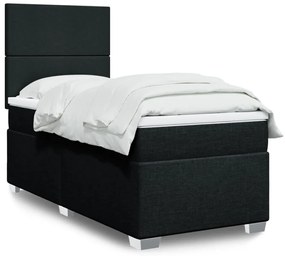 Cama com molas/colchão 80x200 cm tecido preto