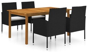 vidaXL 5 pcs conjunto de jantar para jardim preto