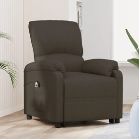 vidaXL Poltrona elevatória tecido castanho-escuro