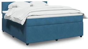 vidaXL Cama com molas/colchão 180x200 cm veludo azul