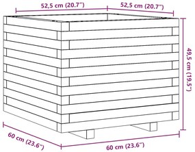 Vaso/floreira de jardim 60x60x49,5cm pinho maciço castanho mel