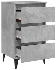 Mesas cabeceira pernas metal 2 pcs 40x35x69 cm cinzento cimento