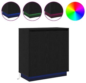 Aparador vidaXL com LED em Carvalho Preto 71x34,5x75 cm em Madeira Eng