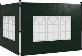 Outsunny Conjunto de 2 Paredes Laterais para Tenda de Jardim 3x3 m e 3x6 m com Janelas Transparentes 293x193 cm Verde Escuro | AOSOM Portugal