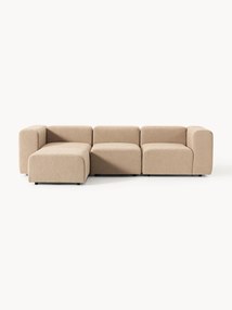 Sofá modular em bouclé Lena (4 lugares) com pufe (esquerda/direita)