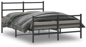 Estrutura de cama com cabeceira e pés 140x190 cm metal preto