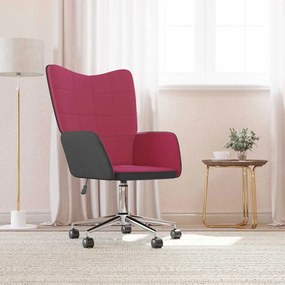 vidaXL Cadeira de descanso PVC e veludo vermelho tinto