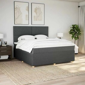 vidaXL Cama com molas/colchão 180x200 cm tecido cinzento-escuro