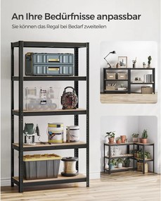 Conjunto de 2 estantes de arrumação garagem, escritório, arrumos 180 x 90 x 40 cm Preto