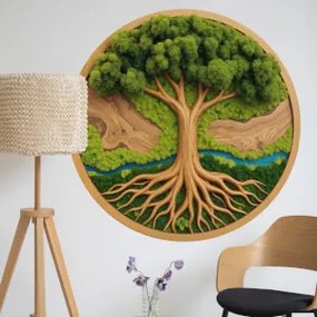 Autocolante redondo Árvore da vida Bonsai - Desenho realista